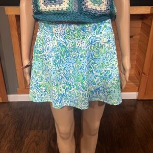 NWT Lilly Pulitzer Aila Skort UPF 50+ Hydra Blue Dandy Lion